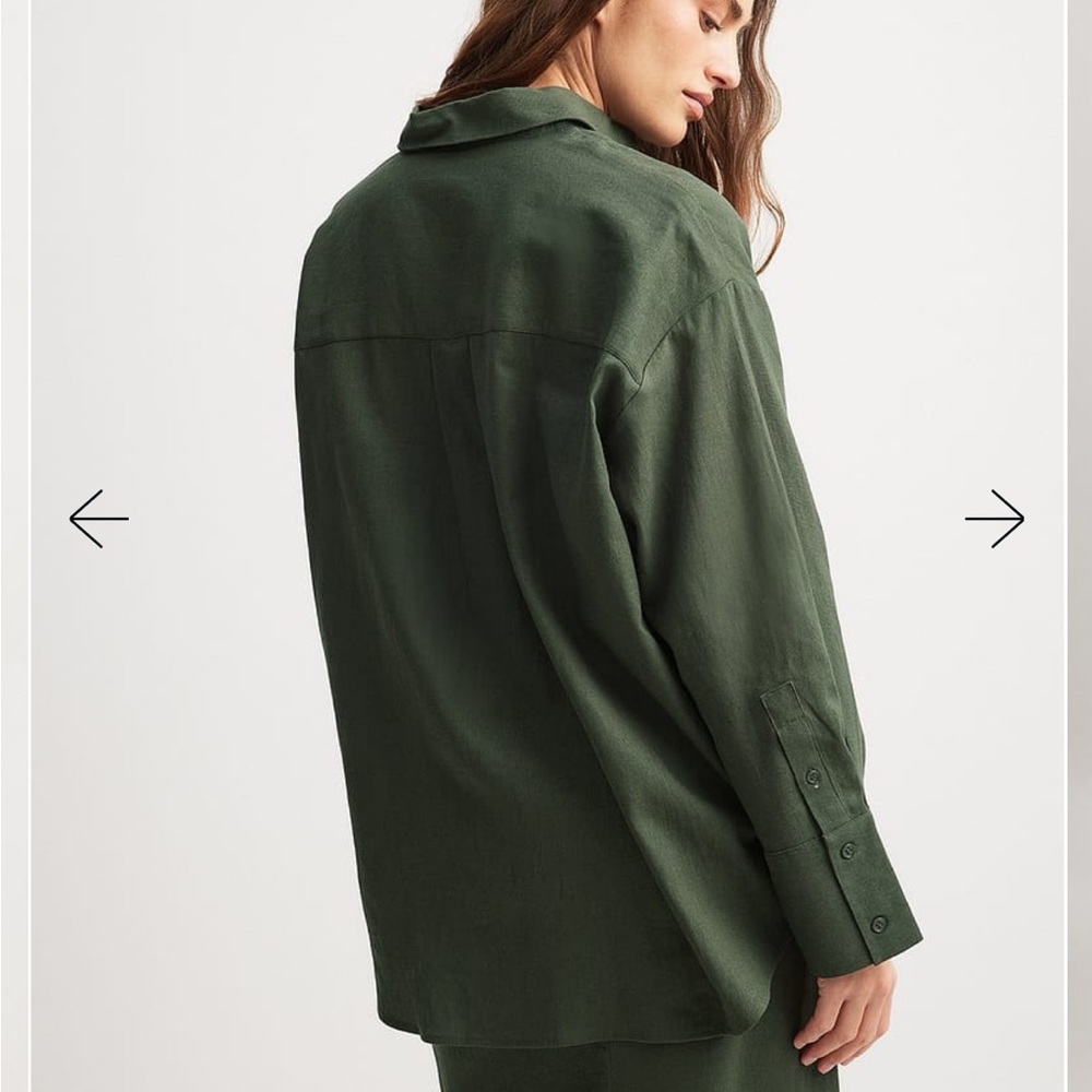 Oversized green linen shirt